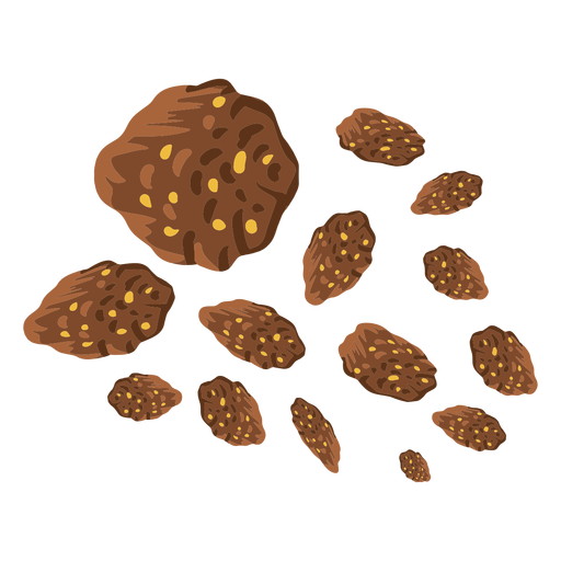 Group of asteroids illustration PNG Design