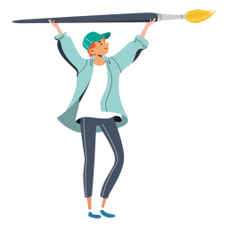 Chico con carácter de gran pincel Diseño PNG