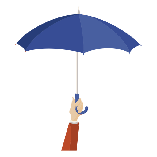 Mano que sostiene la ilustración del paraguas azul Diseño PNG