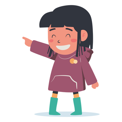 Happy girl pointing character PNG Design