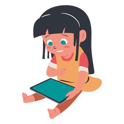 Happy girl with tablet character PNG Design