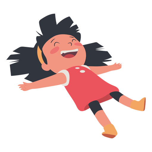 Happy lying girl character PNG Design
