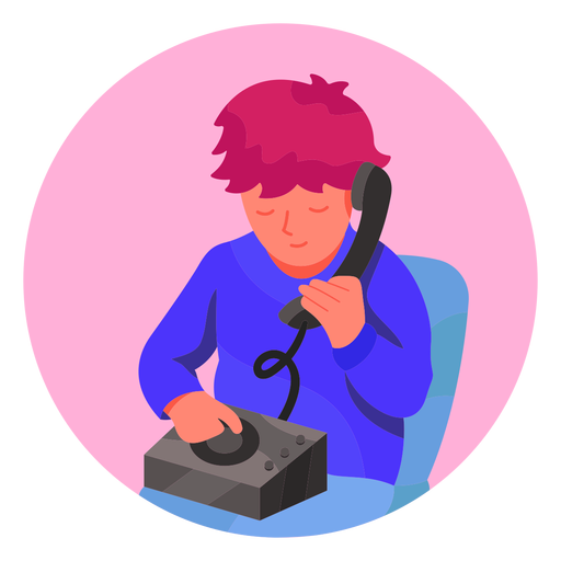 Kid on the phone character PNG Design