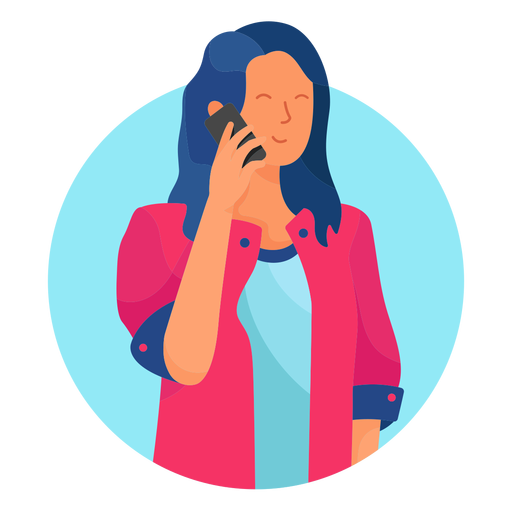 Lady on the phone character PNG Design