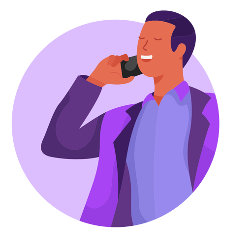Man on the phone character PNG Design