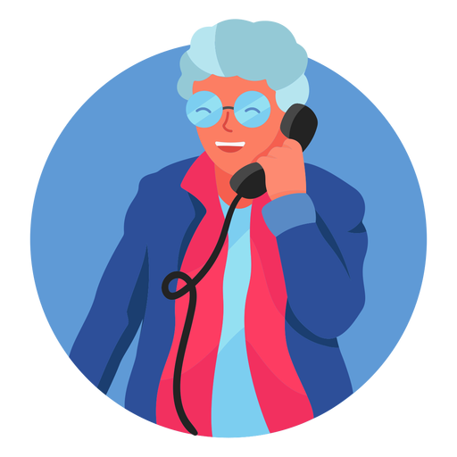 Alte Frau am Telefoncharakter PNG-Design