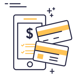 Ícone de traço de cartões de crédito de compras online Desenho PNG