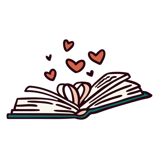 Ilustración de corazones de libro abierto Diseño PNG