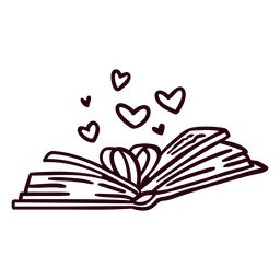 Open book hearts stroke Transparent PNG