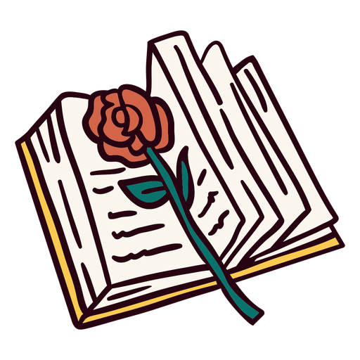 Offenes Buch Rose Illustration PNG-Design