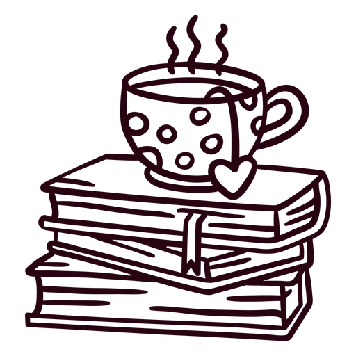 Pile of books tea stroke PNG Design