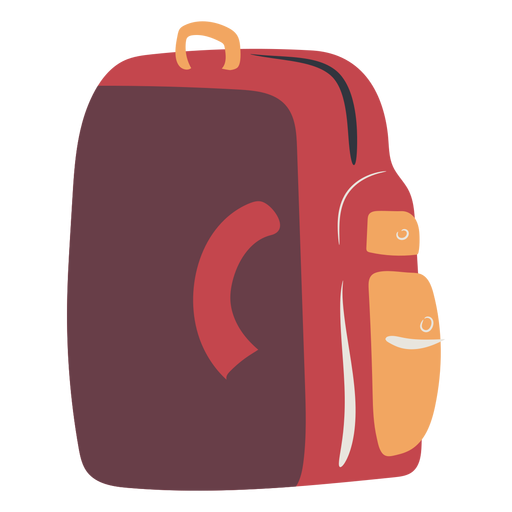 Red school backpack flat PNG Design