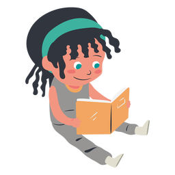Smiling girl reading character PNG Design