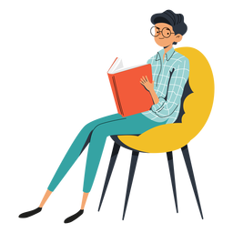 Adolescente con personaje de libro grande Diseño PNG