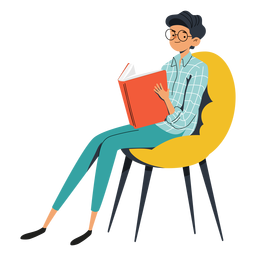Teen with big book character PNG Design