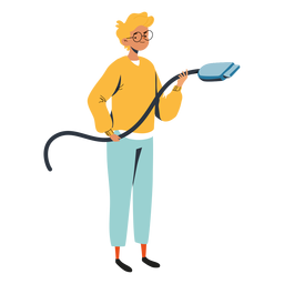 Adolescente com grande personagem da TV a cabo Desenho PNG