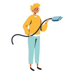 Teen with big cable character PNG Design Transparent PNG