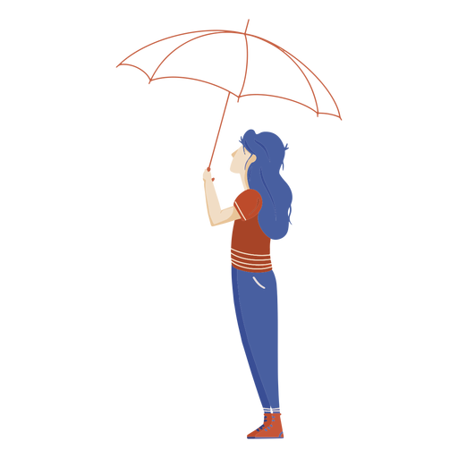 Woman with umbrella illustration PNG Design