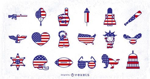 Desenhos de ícones da bandeira americana
