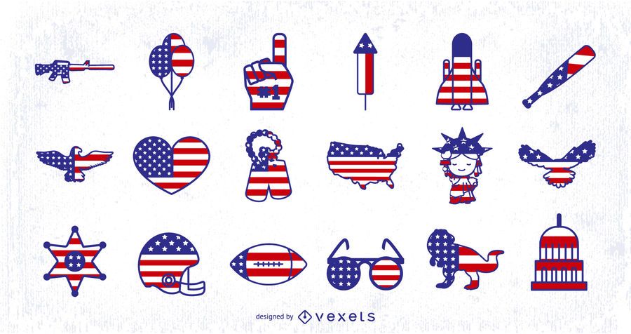 Diseños de iconos de la bandera americana Diseños de iconos de la bandera americana