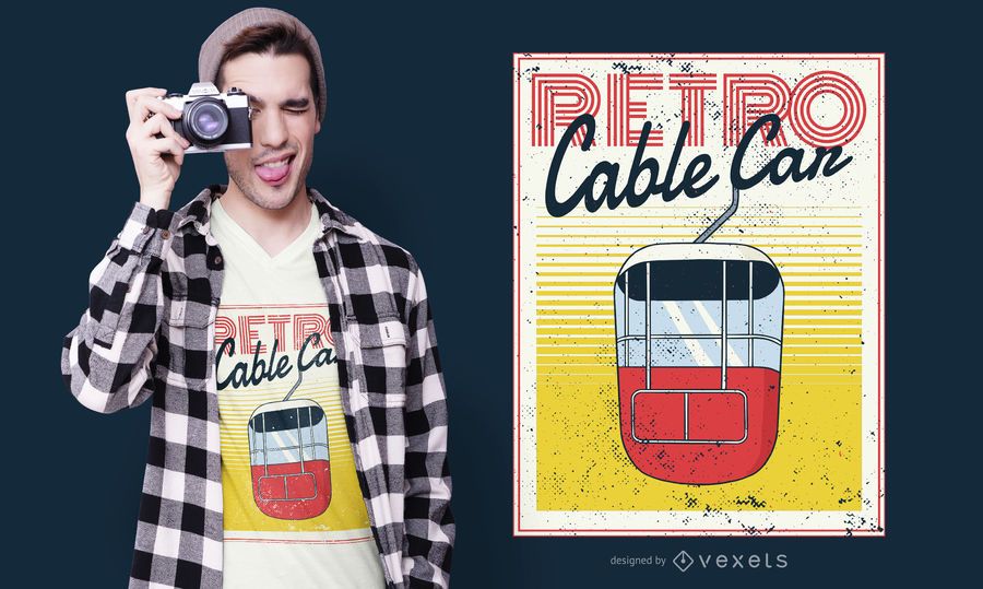 Retro Cable Car T-shirt Design Retro Cable Car T-shirt Design