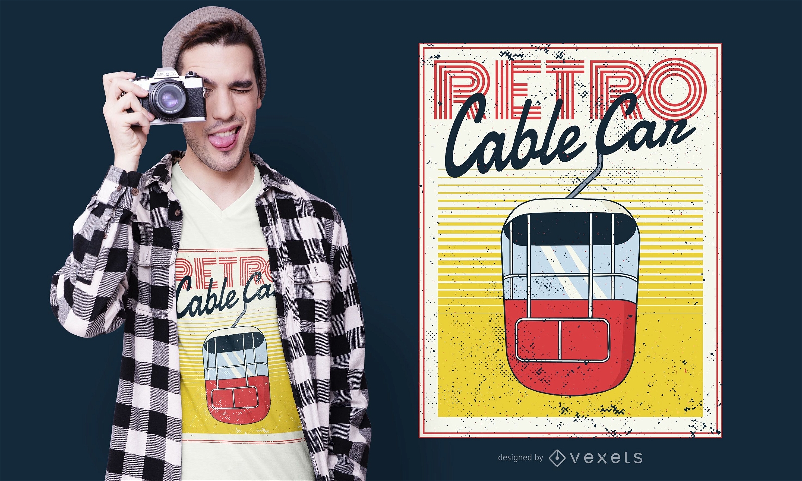Retro Cable Car T-shirt Design