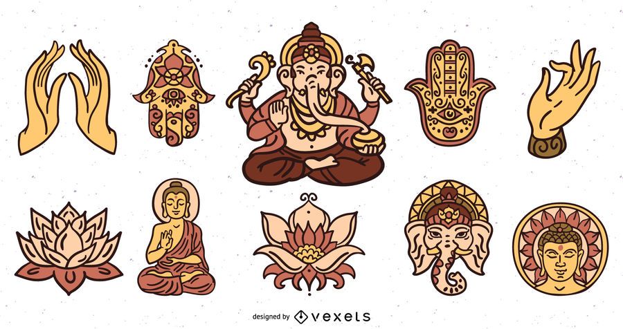 Paquete de ilustración de elementos de hinduismo Paquete de ilustración de elementos de hinduismo