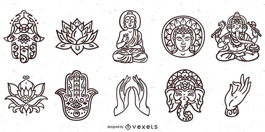 Hinduism Elements Stroke Pack Hinduism Elements Stroke Pack