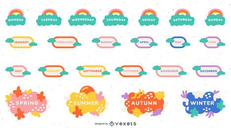 Classroom calender labels set