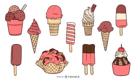 pink ice cream set