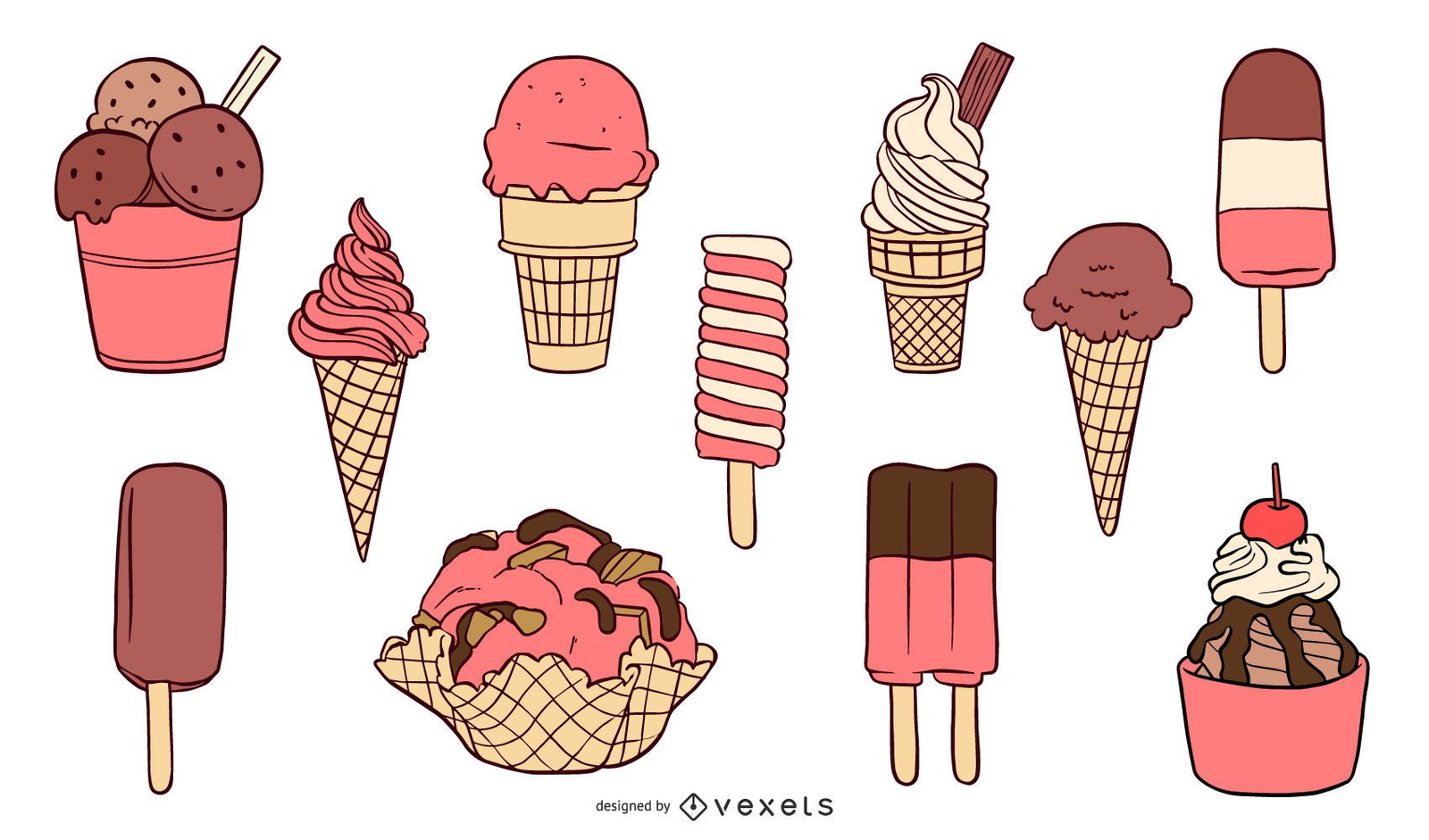 Download Pink Ice Cream Set - Vector Download