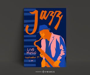 Modelo de pôster de jazz ao vivo