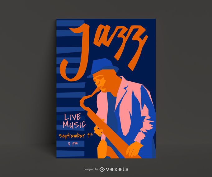 Jazz live poster template Jazz live poster template