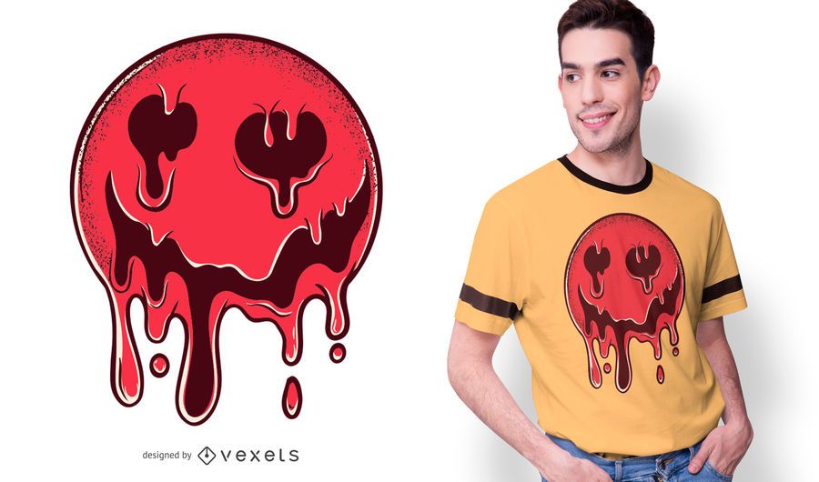 Melting Dark Smiley T-shirt Design Melting Dark Smiley T-shirt Design