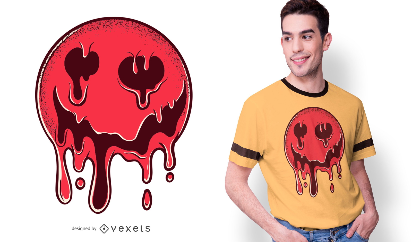 Diseño de camiseta Melting Dark Smiley