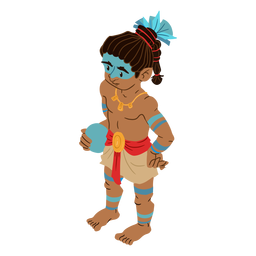 Aztec man colorful isometric PNG Design