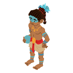 Homem asteca colorido isométrico Desenho PNG