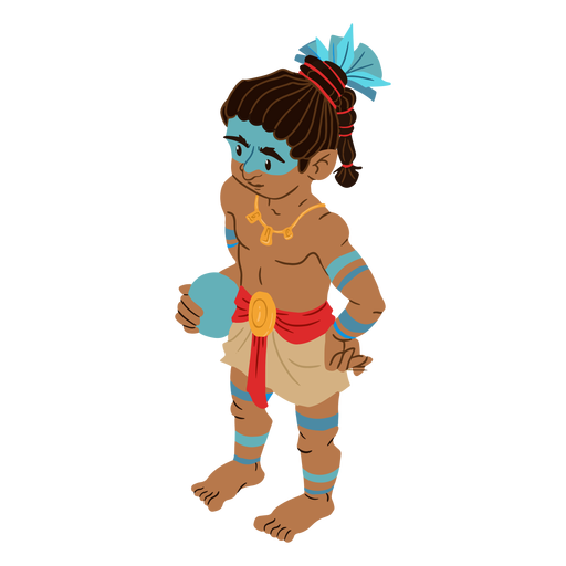Isométrico colorido hombre azteca Diseño PNG