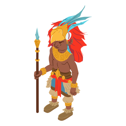 Aztec man warrior isometric - Transparent PNG & SVG vector file