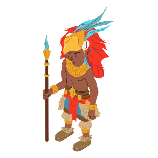 Homem guerreiro asteca isométrico Desenho PNG