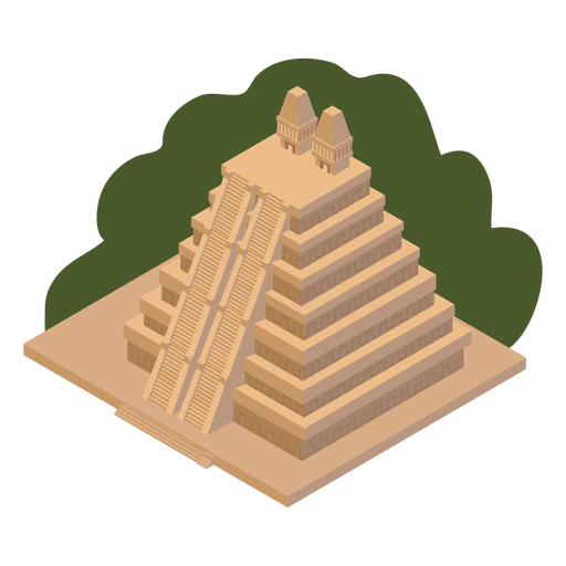 Aztec pyramid greenery isometric PNG Design