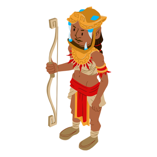 Isom?trica de arco de guerreiro asteca
