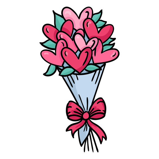 Doodle valentine bouquet hand drawn
