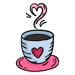 Doodle dia dos namorados café desenhado à mão Desenho PNG