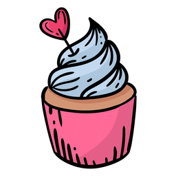 Doodle Valentine Cupcake Hand Drawn PNG & SVG Design For T-Shirts