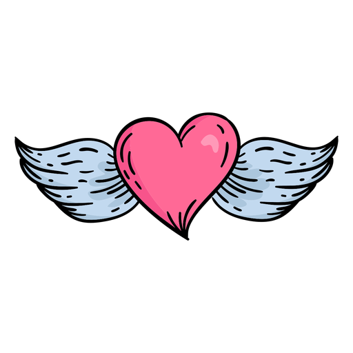 Doodle valentine flying heart hand drawn PNG Design