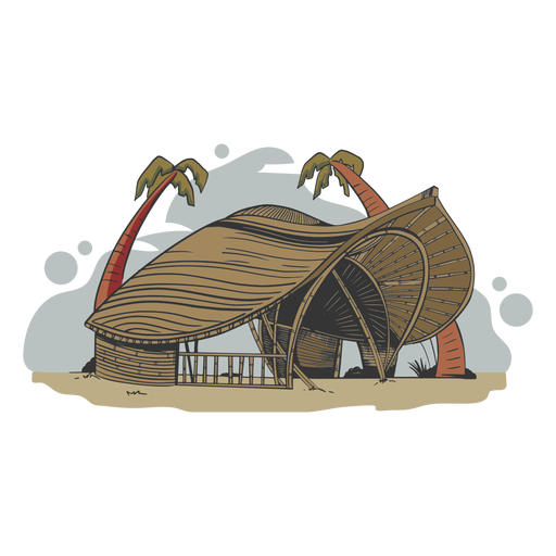 Eco building beach hand drawn PNG Design