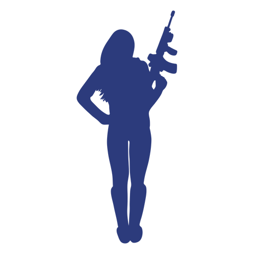 Chica rifle frente facilidad silueta