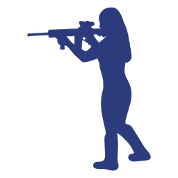 Rifle feminino voltado para a silhueta apontando Transparent PNG
