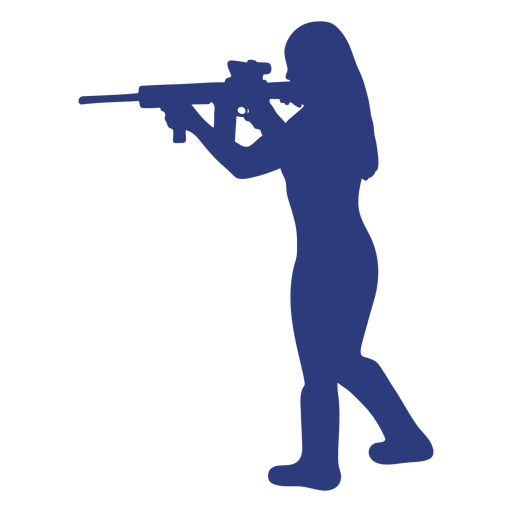 Chica rifle hacia la izquierda apuntando silueta Diseño PNG